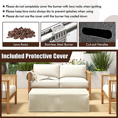 50000 BTU Propane Fire Pit Table with Stainless Steel Burner