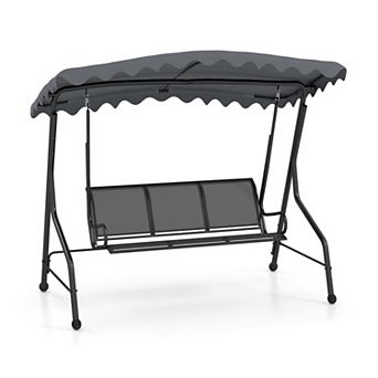 3 Seat Outdoor Porch Swing with Adjustable Canopy and 1000 Lb Capacity