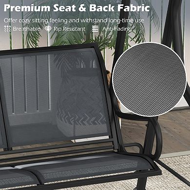 3 Seat Outdoor Porch Swing with Adjustable Canopy and 1000 Lb Capacity