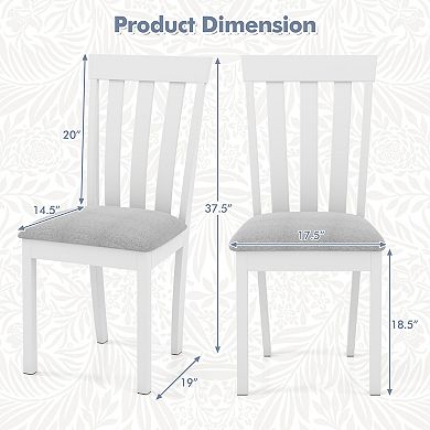 Upholstered Dining Chair Set of 2 Wooden Kitchen Chairs with Padded Seat