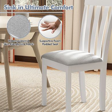 Upholstered Dining Chair Set of 2 Wooden Kitchen Chairs with Padded Seat