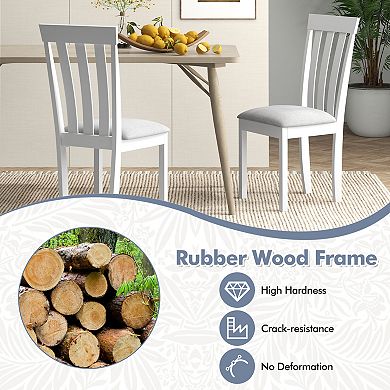 Upholstered Dining Chair Set of 2 Wooden Kitchen Chairs with Padded Seat