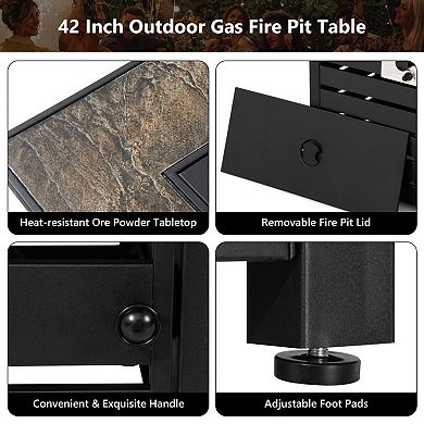 42 Inch Propane Fire Pit Table 50000 BTU Outdoor Patio Heater