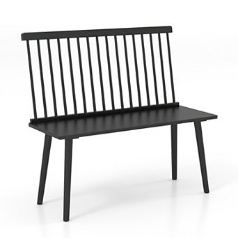 Entryway Bench for 2 with Spindle Back Rubber Wood Dining Bench