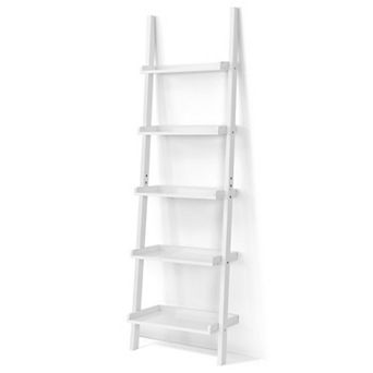 5 tier Ladder Shelf Bookcase Wall Leaning Display Rack
