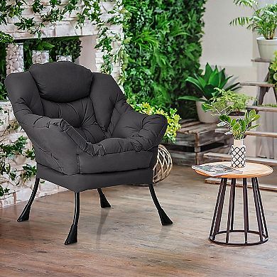 Lazy Chair Accent Chair with Side Pocket and Steel Frame
