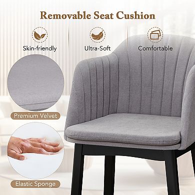 Upholstered Velvet Dining Chairs Set of 2 with Curved Backrests