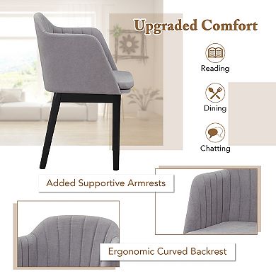 Upholstered Velvet Dining Chairs Set of 2 with Curved Backrests