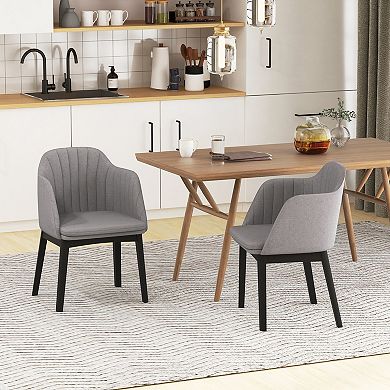 Upholstered Velvet Dining Chairs Set of 2 with Curved Backrests