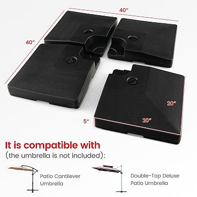 4 Piece Fillable Offset Umbrella Base Stand for Cantilever Patio Umbrellas