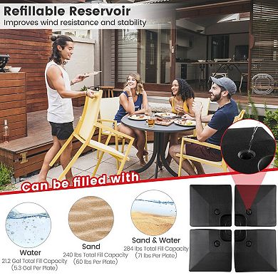 4 Piece Fillable Offset Umbrella Base Stand for Cantilever Patio Umbrellas