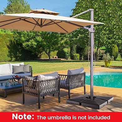 4 Piece Fillable Offset Umbrella Base Stand for Cantilever Patio Umbrellas