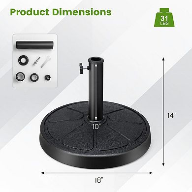 31 Lb Round Umbrella Base Stand for 9 Ft Patio Umbrellas