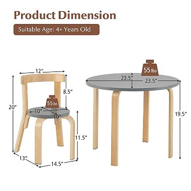 Kids Activity Table and Chair Set 5 Piece Wooden Play Table with Toy Bricks