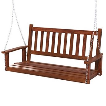 Wooden Porch Swing 2 Person Patio Bench with 500 Lb Capacity