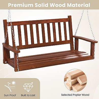 Wooden Porch Swing 2 Person Patio Bench with 500 Lb Capacity