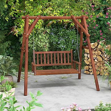Wooden Porch Swing 2 Person Patio Bench with 500 Lb Capacity