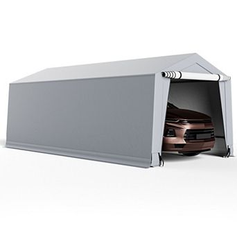 Heavy Duty Carport Canopy Tent with 2 Doors and Galvanized Steel Frame