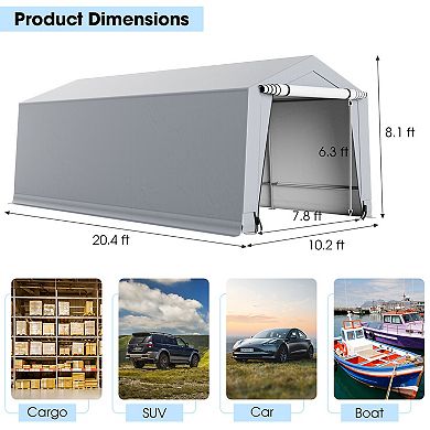 Heavy Duty Carport Canopy Tent with 2 Doors and Galvanized Steel Frame