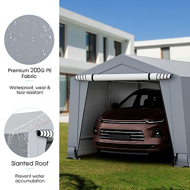 Heavy Duty Carport Canopy Tent with 2 Doors and Galvanized Steel Frame