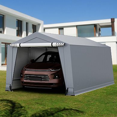 Heavy Duty Carport Canopy Tent with 2 Doors and Galvanized Steel Frame