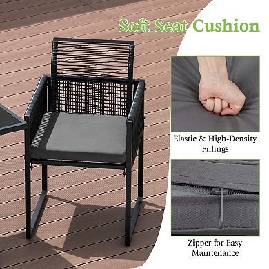 Patio Dining Set with Folding Backrest and Cushions 3 Piece Outdoor Rattan Set