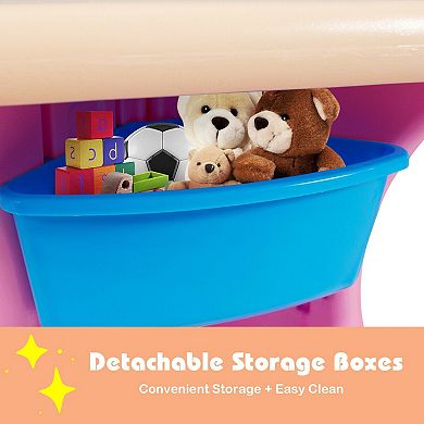 Kids Table and Chair Set with 4 Storage Bins for Indoor Outdoor Play