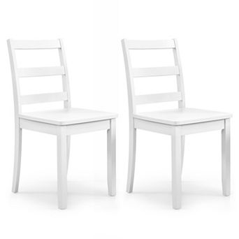 Wood Dining Chairs Set of 2 with Solid Rubber Wood Legs and Ladder Back