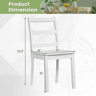 Wood Dining Chairs Set of 2 with Solid Rubber Wood Legs and Ladder Back