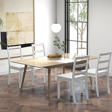 Wood Dining Chairs Set of 2 with Solid Rubber Wood Legs and Ladder Back