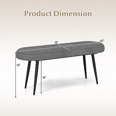 Upholstered Entryway Bench 47 Inch with Heavy Duty Metal Frame