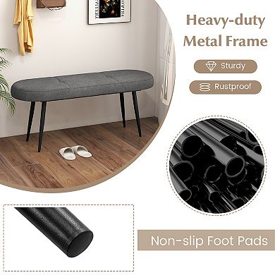 Upholstered Entryway Bench 47 Inch with Heavy Duty Metal Frame