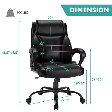 Big and Tall Office Chair 400 Lb Capacity Adjustable High Back Executive Chair