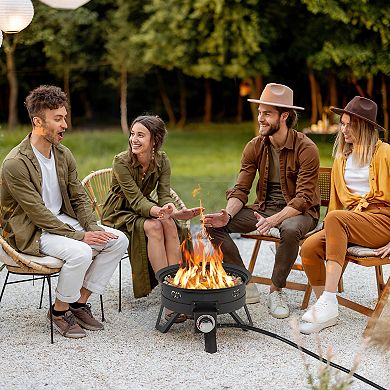 Portable Propane Fire Pit 58,000 BTU with Folding Legs and Grill