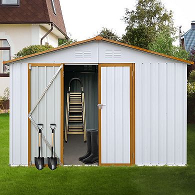 10x12 Ft Metal Garden Storage Shed with Apex Roof