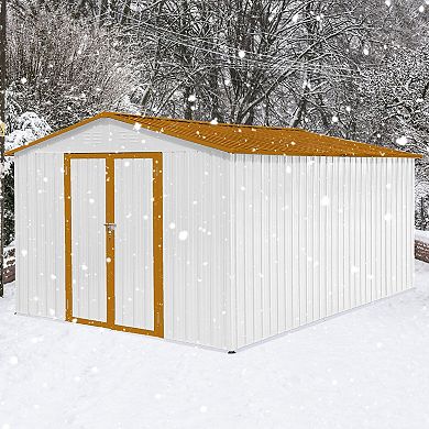 10x12 Ft Metal Garden Storage Shed with Apex Roof