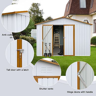 10x12 Ft Metal Garden Storage Shed with Apex Roof