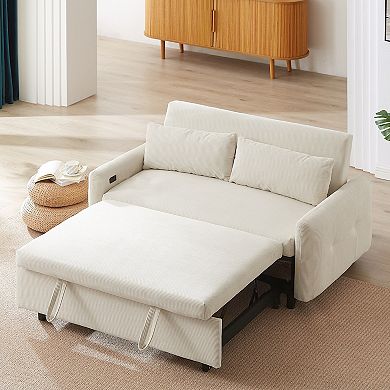 Pull-out Sofa Bed Loveseat Sofa Sleeper Sofa with Pillows and USB Ports