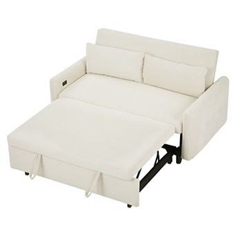 Pull-out Sofa Bed Loveseat Sofa Sleeper Sofa with Pillows and USB Ports