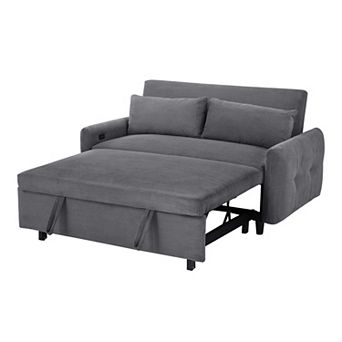 Pull-out Sofa Bed Loveseat Sofa Sleeper Sofa with Pillows and USB Ports