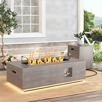Outdoor Fire Pit Table,Fire Stones, Waterproof Cover, Propane Fire Pit Table for Outside Patio