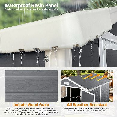 Plastic Outdoor Storage Shed with Floor and Lockable Door