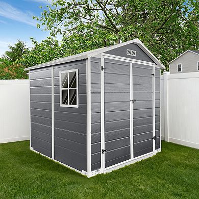 Plastic Outdoor Storage Shed with Floor and Lockable Door