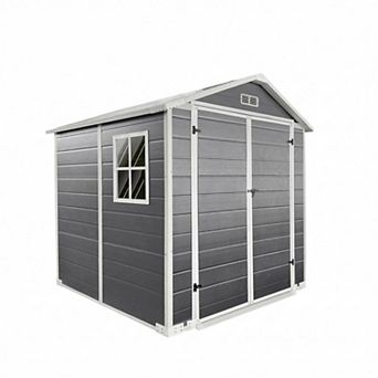 Plastic Outdoor Storage Shed with Floor and Lockable Door