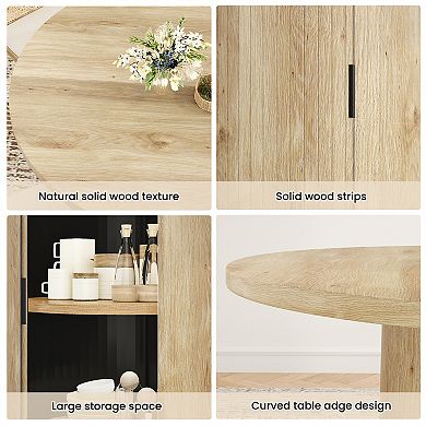 43" Round Wood Dining Table for 4 People