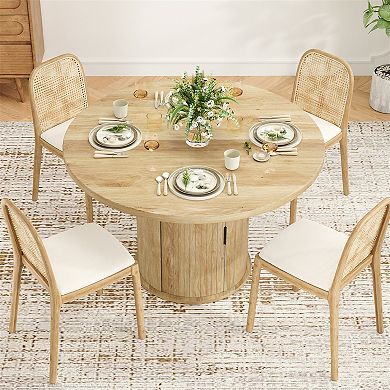 43" Round Wood Dining Table for 4 People