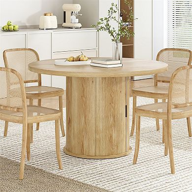 43" Round Wood Dining Table for 4 People
