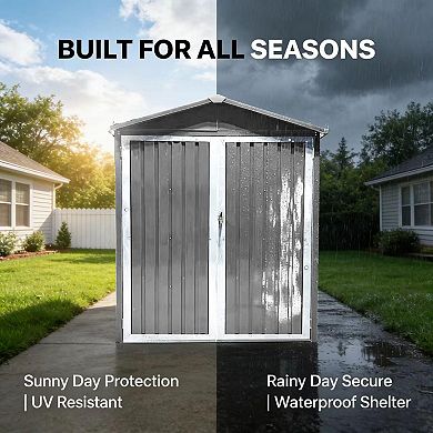 Motorcycle Outdoor Storage Shed with Window and Optional Tracks