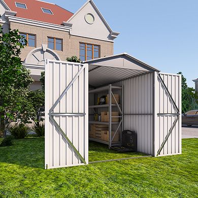 Motorcycle Outdoor Storage Shed with Window and Optional Tracks