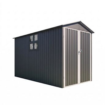 Motorcycle Outdoor Storage Shed with Window and Optional Tracks